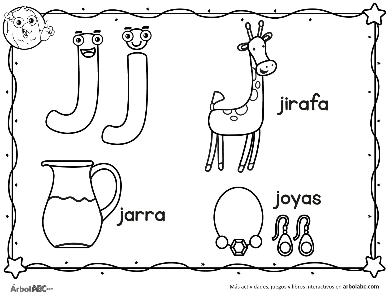 Letra J para colorear | Árbol ABC