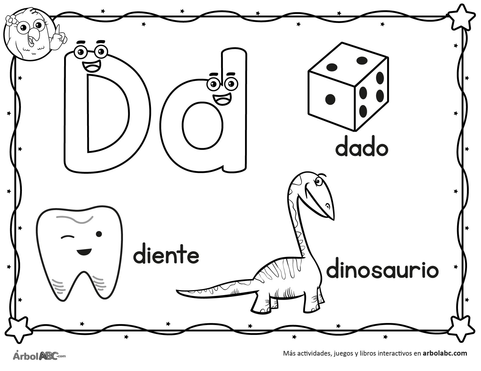 Letra D para colorear | Árbol ABC
