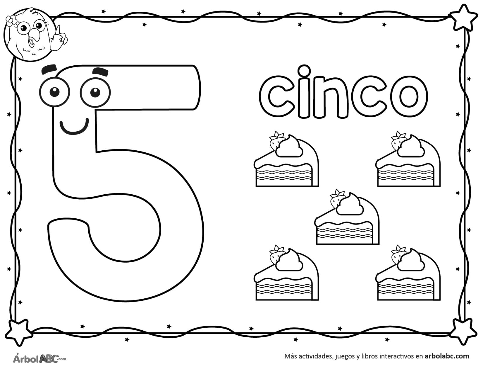 Número 5 para colorear | Árbol ABC